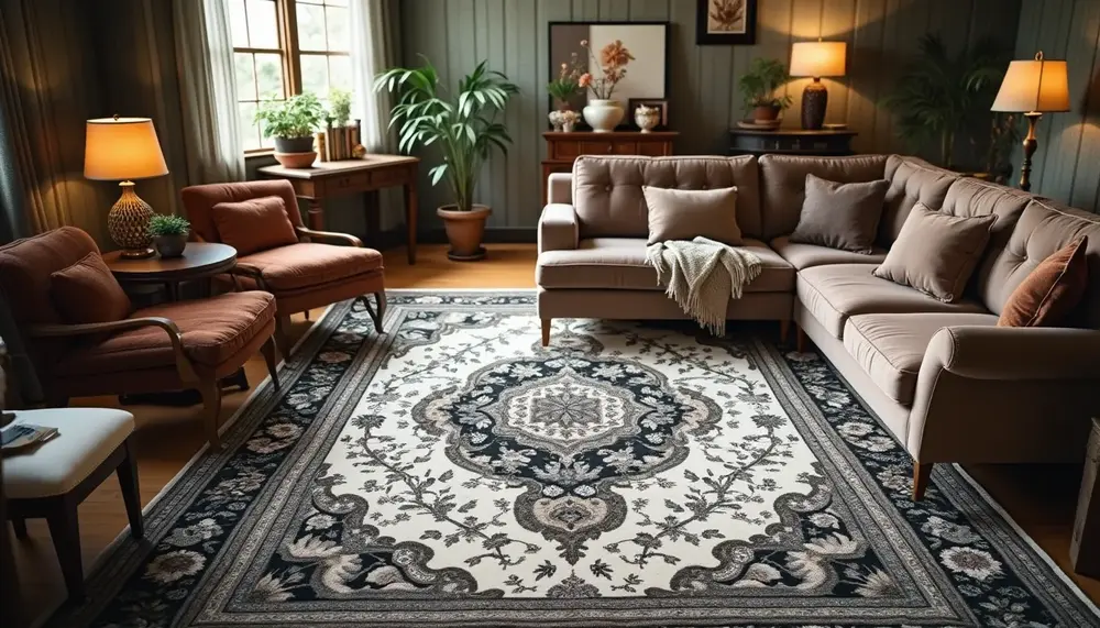 Der zeitlose Charme eines Perserteppichs in Schwarz-Weiß