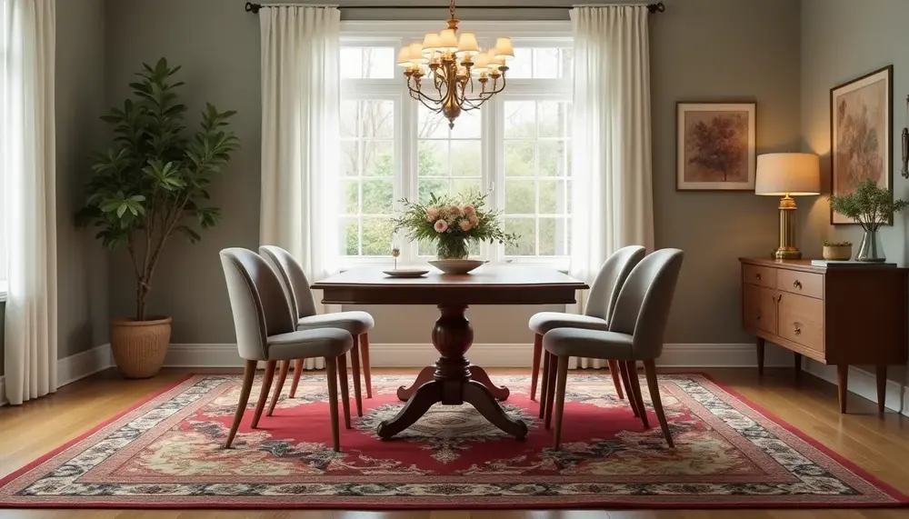 Orientteppich unter dem Esstisch: Tipps zur Pflege und Gestaltung